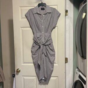 Do & Be Gray and White Striped Wrap Dress Size Small